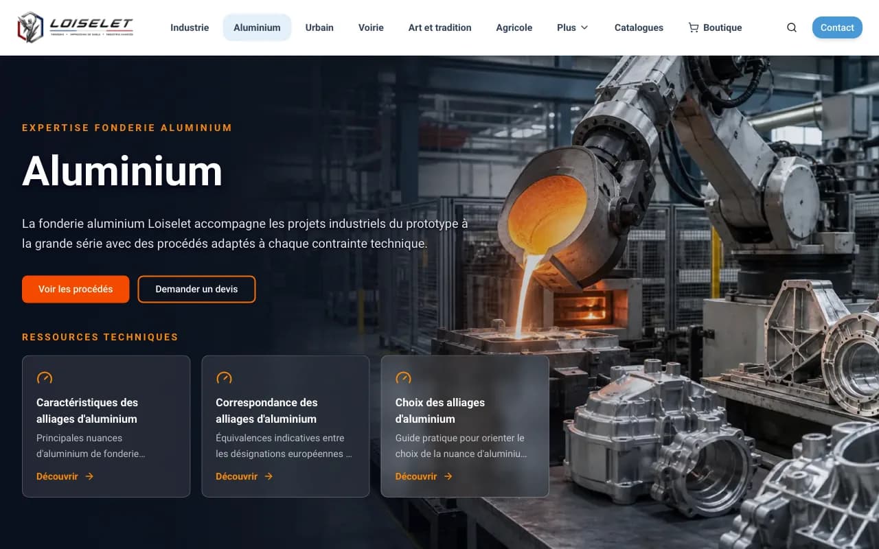 Loiselet aluminium page: foundry processes and technical resources