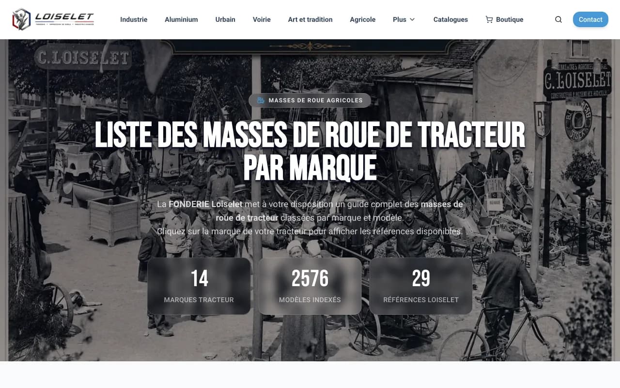 Loiselet tractor wheel weight finder by brand and model
